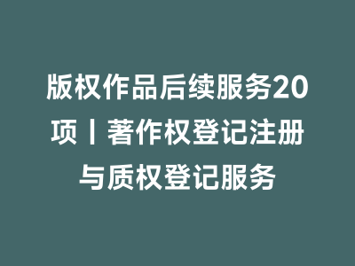版权作品后续服务20项｜著作权登记注册与质权登记服务