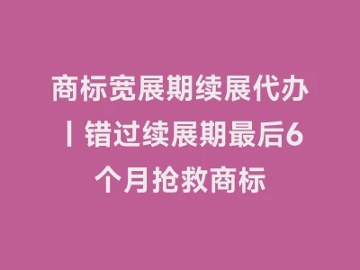 商标宽展期续展代办｜错过续展期最后6个月抢救商标